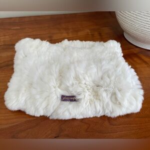 Glamourpuss NYC Real Rex Rabbit Fur Funnel Neck Warmer Snood Scarf White